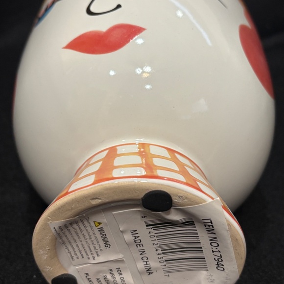 Lady Face Flower Vase Orange & Pink 6.75" Plant Pot Inspired NOS - Picture 4 of 4